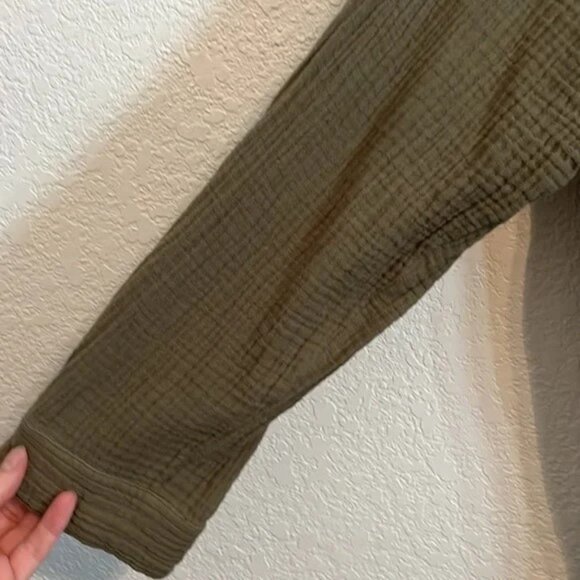 A+ Anthropologie Maeve olive cotton gauze long sleeve tunic mini dress. Sz. 20W - Picture 4 of 10